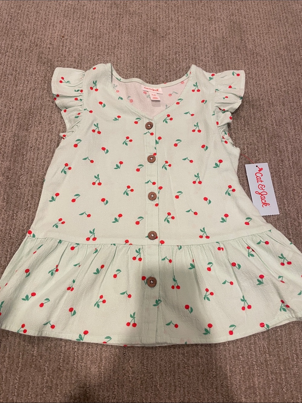Cat & Jack Mint Green Cherry-Print top